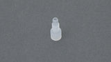 Clear plastic nut with threads.