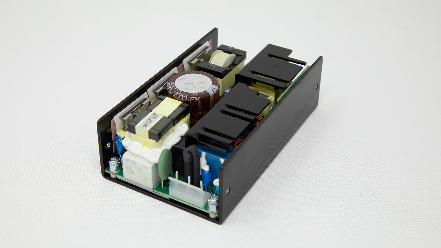 Electronic components installed in small pan.