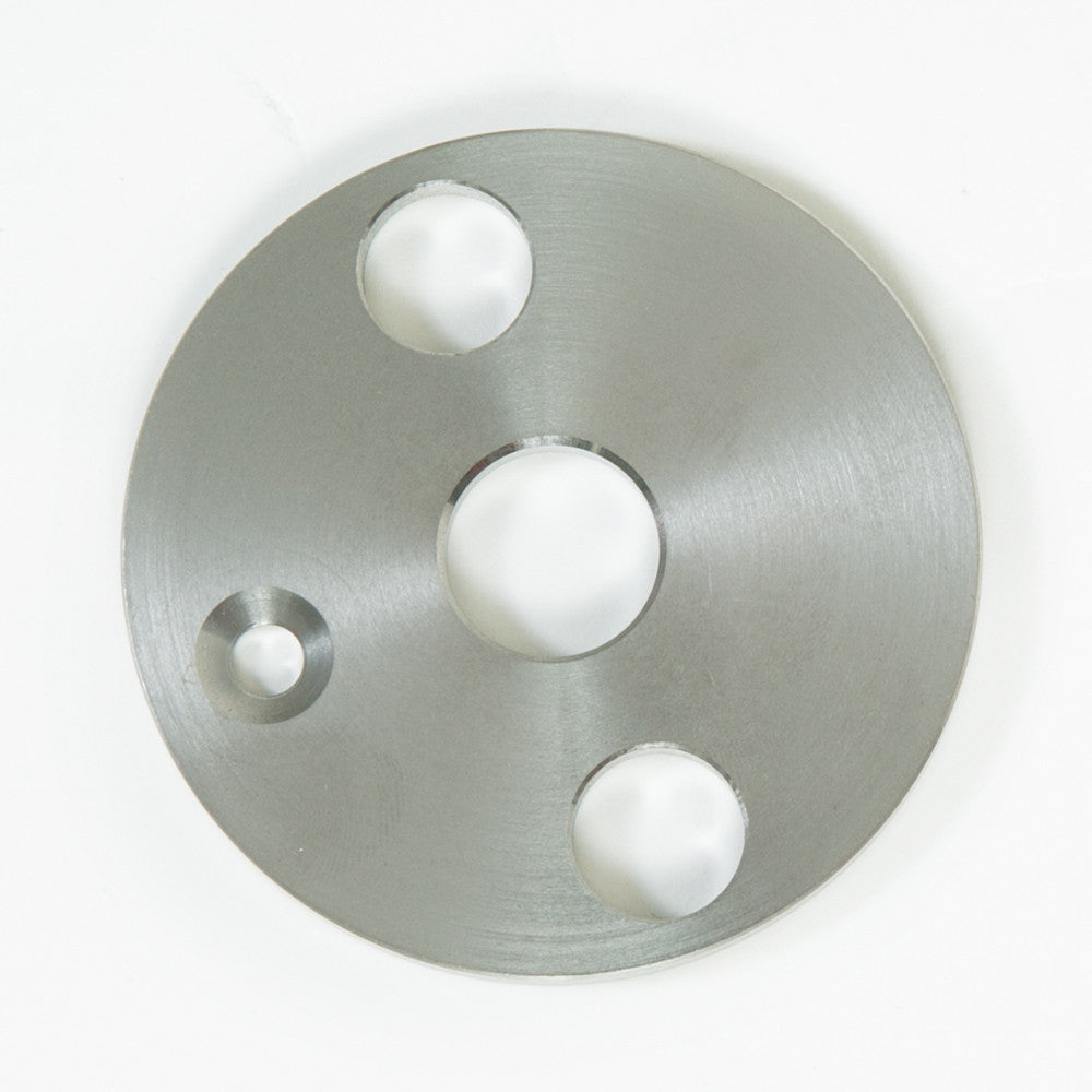 Round stainless steel base with four holes