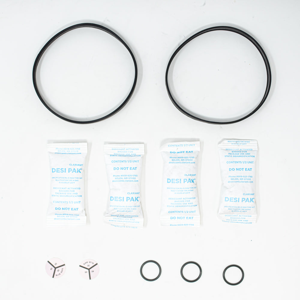 O-rings, gaskets, desiccant bag, humidity indicator cards