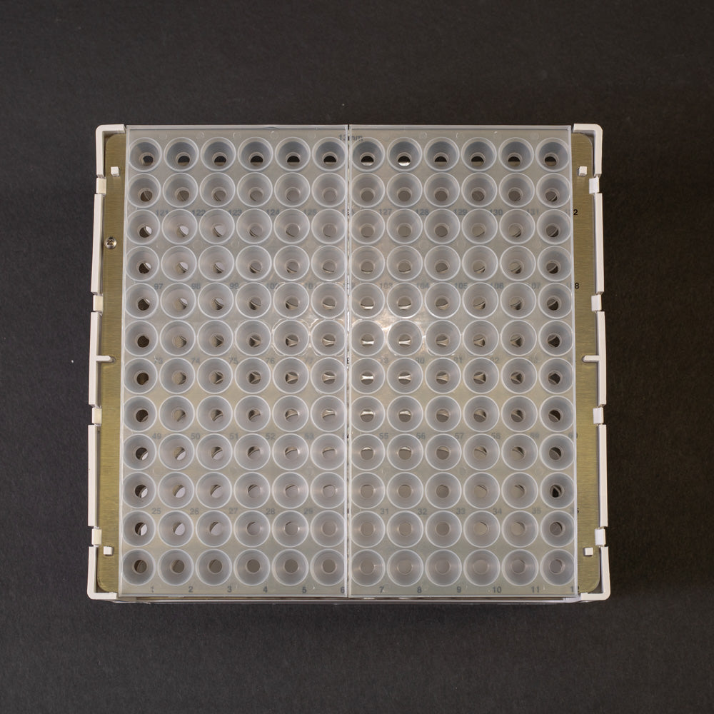 Rack with 144 holes for test tubes