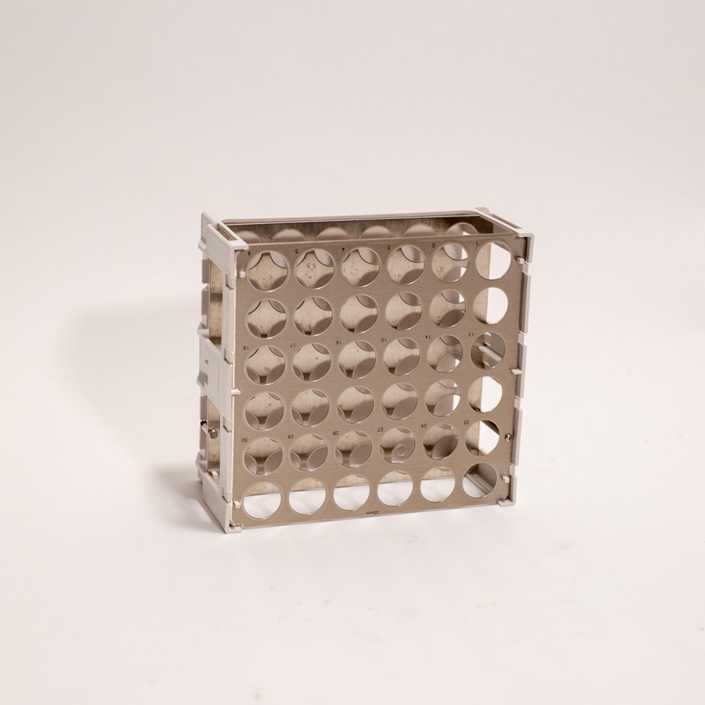 Rack with 36 holes for test tubes