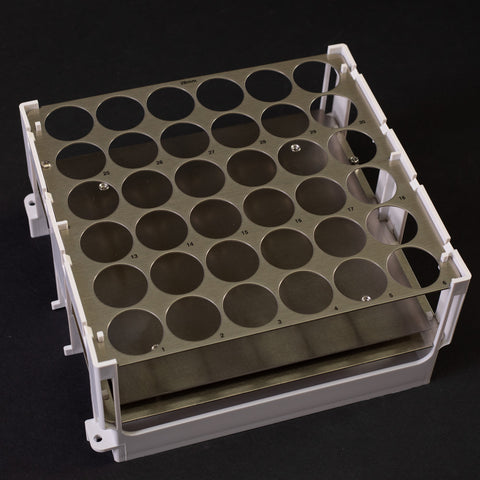 Rack with 36 holes for test tubes
