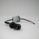 Cable with connector. cord grip and bare leads on other end.