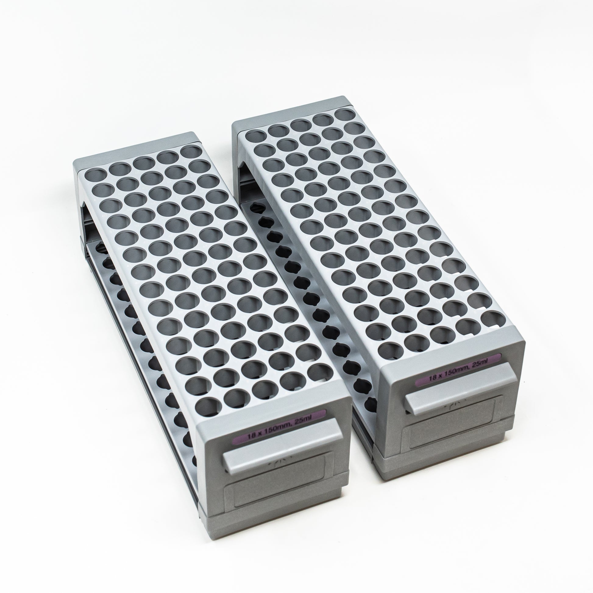 Set of 2 racks with 70 holes each for test tubes