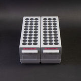 Set of 2 racks with 30 holes each for test tubes