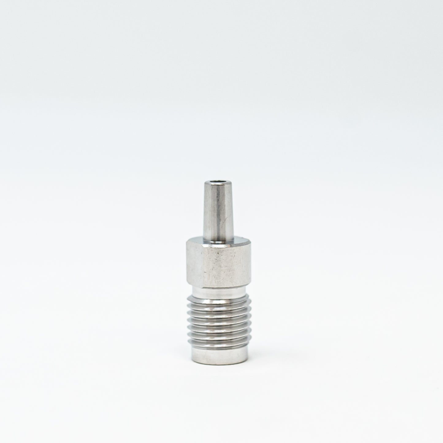 Stainless steel luer fitting.