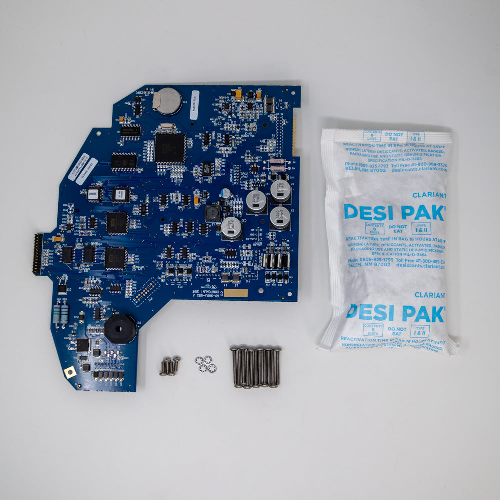 Circuit board, desiccant, screws, washers