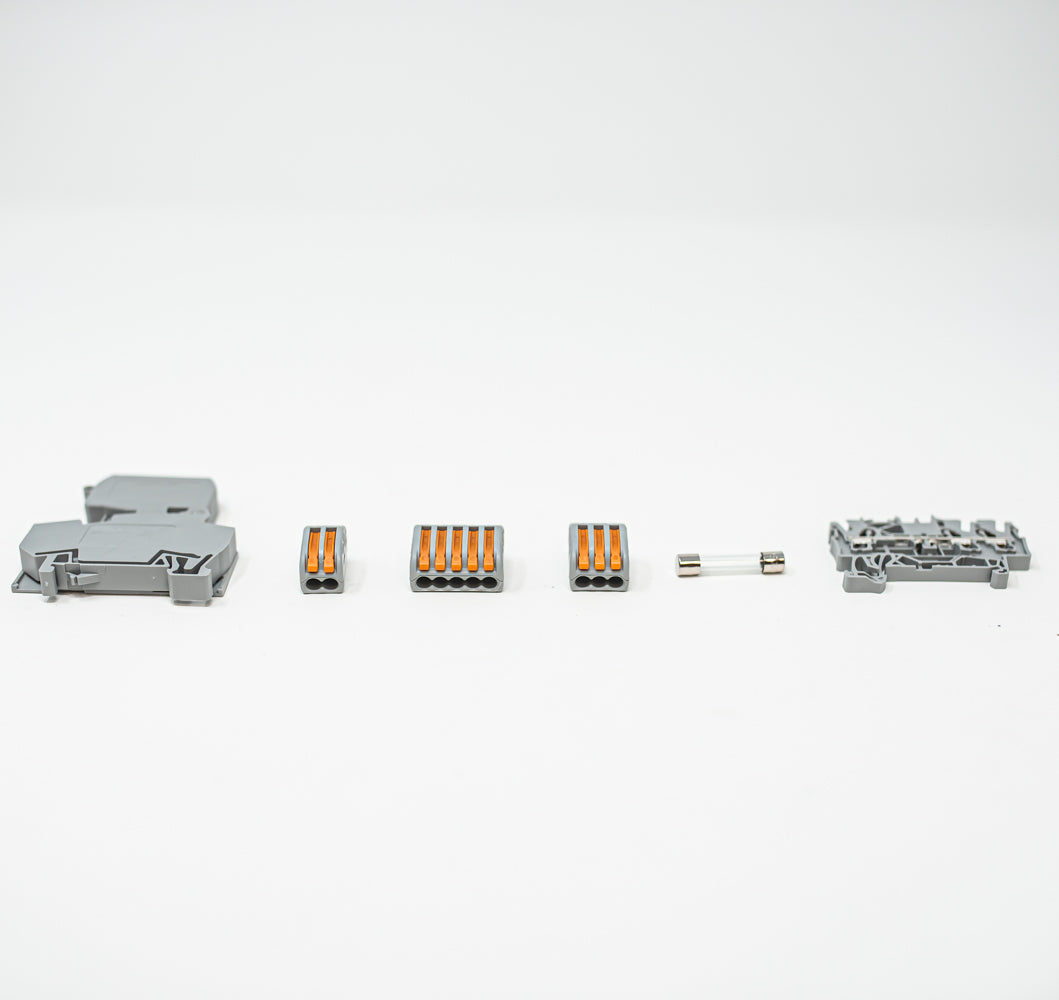 Fuse block, fuse cartridge, compact terminal blocks, DIN rail mount terminal block