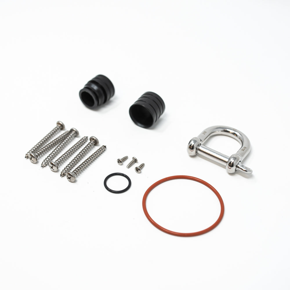 Probe cap, probe plug, stainless steel shackle, o-rings and screws