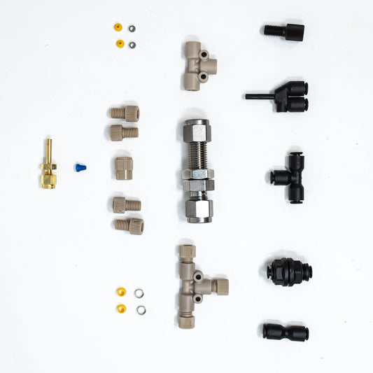 Coupling, tees, union fitting, nuts, ferrules, adapter reducing union