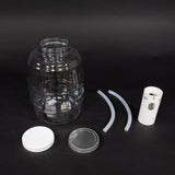 1 glass round bottle with cap, tube guide and two discharge tubes.