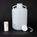 Polyethylene round bottle with cap and two discharge tubes.