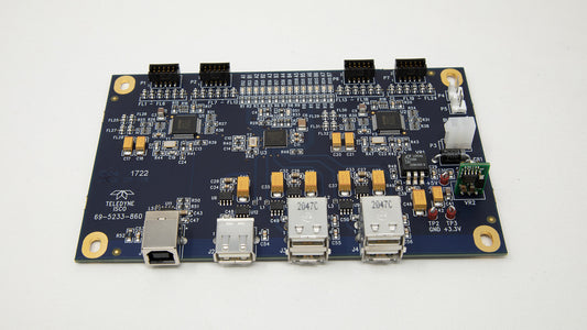 A compact circuit board featuring a USB port and a miniature computer for versatile connectivity and computing tasks.