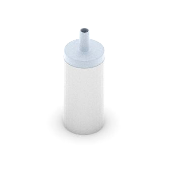 Cylindrical filter with connector on top.