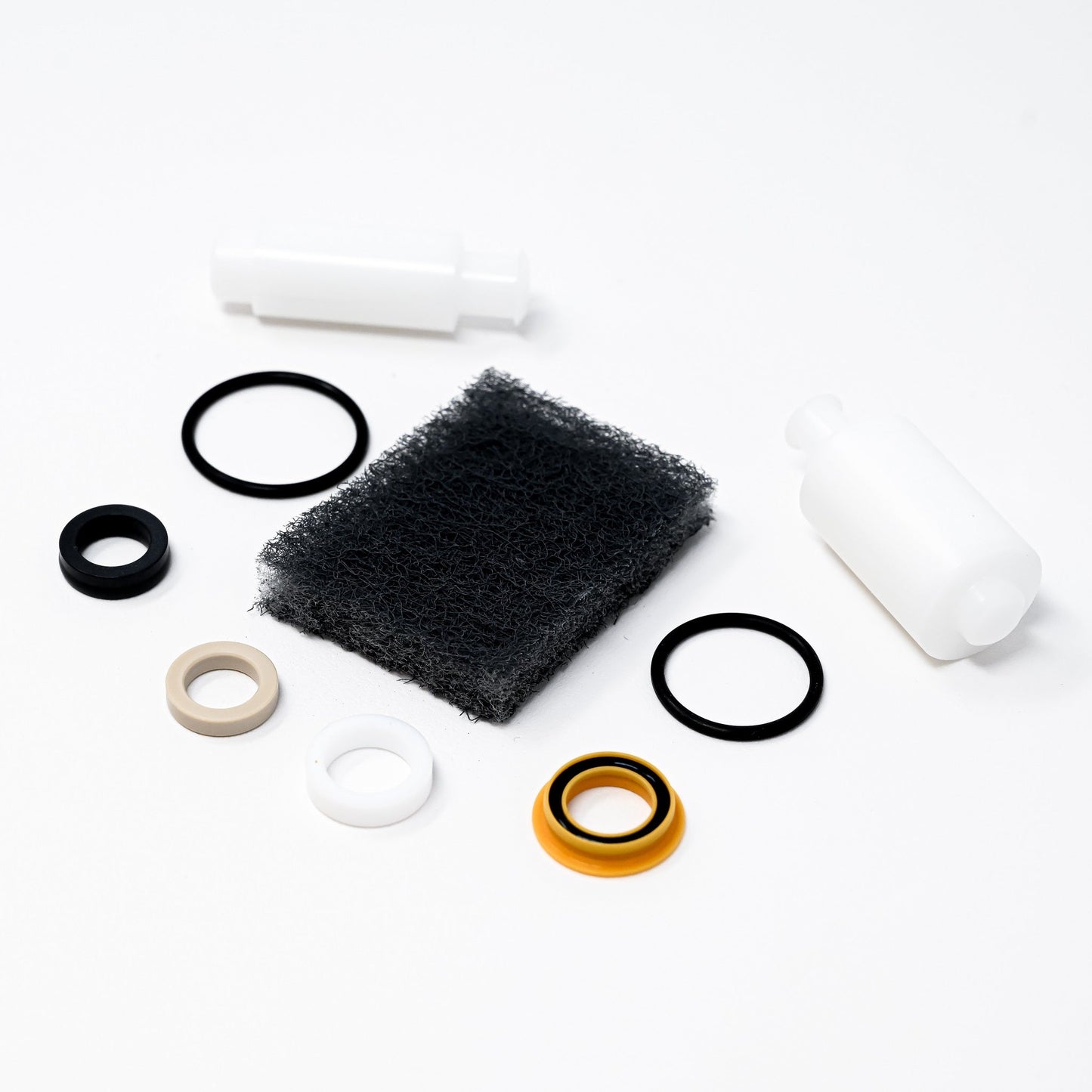 Seals, bushing, o-rings, diaphragm, scour pad and tool.