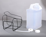 Polyethylene bottle, bottle retainer and two discharge tubes. 