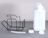 Polyethylene bottle, bottle retainer and two discharge tubes. 